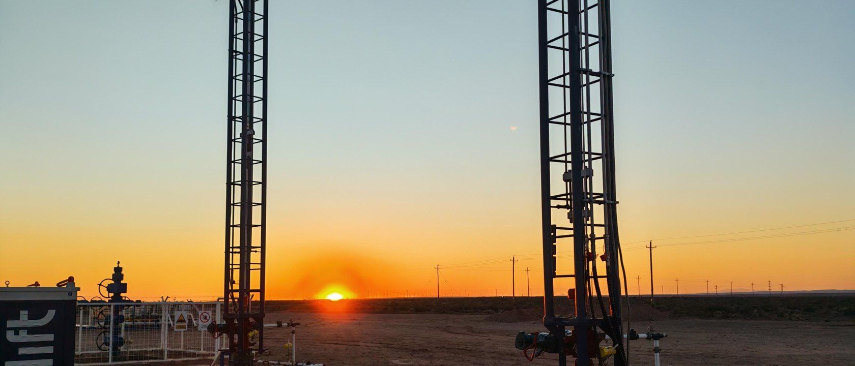 Neolift units on a Vaca Muerta pad at sunset
